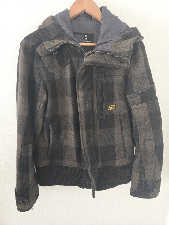 G-Star Other - G Star RAW Buffalo Plaid Utility Bomber Jacket Mens Medium Wool blend